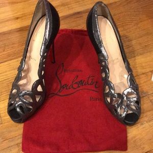 Authentic Louboutin silver and black heels